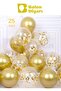 25Pcs Gold, Latex Helium Balloon Set with Transparent Confetti