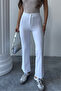 Women's White High Waist Flared Palazzo Trousers - 4