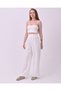 Women's White High Waist Velcro Palazzo Pants - 3