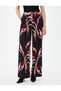 Wide Leg Patterned Regular Waist Trousers - 3