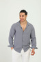 Men's Summer Textured Oversize Shirt Gray - 5
