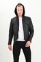Sherwood Men's Genuine Leather Mobile Hooded Leather Coat Black - 2