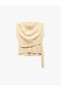 Aerobin Viscose Fabric Belt Detailed Degaje Collar Asymmetrical Tank Top - 3