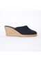 Genuine Handmade Closed Toe Straw Navy Blue Women's Linen Casual Slippers - 2