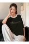Leisure Future Pieced Single Jersey T-Shirt - Black Body Shoulder White Pieced Oversize Unisex - 2