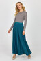 Petrol Blue Maxi Size Elastic Waist Pleated Skirt - 2