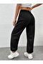 Feelings Sweatpants Jogger - Black Printed Elastic Cuff High Waist - 2