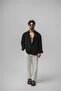 Collar Buttoned Linen Shirt Black - 5