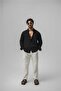 Collar Buttoned Linen Shirt Black - 3