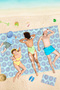 Blue Flower Digital Printed 150X220 cm Family Size Beach Towel Sandproof