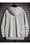 Bos Tone Zippered Cardigan Sweatshirt - Gray Printed Oversize Winter Thick Hoodie - 2