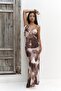 Purtyas Ruffle Detailed Brown Long Dress - 2