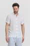 Men's Shirt - Muslin Waffle Checkered Collar Short Sleeve Shirt - 4045 - 4