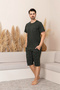 Sporty 100% Cotton Men's Pajama Set with Shorts - 4