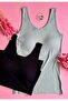 Bratique 2-Pack |   Modal Camisole Fabric Black and Green V-Neck Women's Blouse