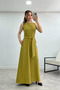 Women's Deta Olive Belted Pocketed Ayrobin Fabric Jumpsuit - 6