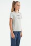 Gray Melange O-neck Printed Detailed Comfortable Fit Girls' T-Shirt - 75129 - 4
