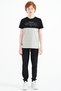 Gray Melange Text Printed Color Block Standard Fit O Neck Boys T-Shirt - 11134 - 2