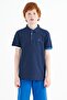 Boy's Polo Neck T-shirt - Indigo Logo Embroidered, Standard Size - 11083