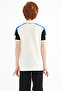 Ecru Color Block Shoulder Garnish Detailed Standard Fit Boy's T-Shirt - 11155 - 7