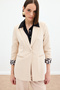 Mono Collar Classic Jacket - Beige - 3