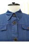 Denim Dress with Elasticated Cuffs, Button-Down Front, and Double Pockets - Indigo - 6
