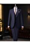 Italian Style Slim Fit Men Jacket Vest Pants Suit Navy Blue T9023