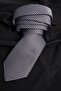 Black Satin & Black Gray Patterned Tie Set with Gift Box - 6