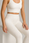 White Ribbed High-Waisted Shaping Tights – Women's Sports & Daily Use - 5