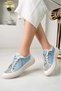 Alaçati Tasseled Stone Lace Sports Shoes - Blue - 4