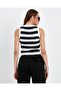 Black White Striped Crop Women's Knitwear - 6