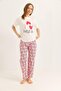 Crew Neck Elastic Waist Pajama Suit Pink - 3