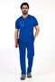 زي الطبيب من Saks Blue Lycra Dr Greys برقبة على شكل حرف V وأكمام وهمية، ملابس رجالية مقاس كبير