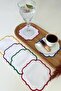6 Pieces Embroidered Coffee Side Napkin Cocktail Napkin & Coaster & Presentation Holder - 2