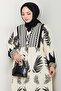 Polka Dot Palm Pattern Black Viscose Dress - 4