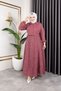 Women's Burgundy Hijab Clothing Shirt Detailed Striped Viscose Kıraş Dress Double Set