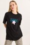 Front Back Printed Crew Neck Tshirt Black - 4