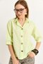 Wooden Button Three Quarter Sleeve Linen Shirt Pistachio Green - 5