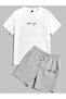 Unisex Oversize King Signature Printed Black Crew Neck T-Shirt Shorts