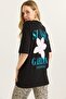 Front Back Printed Crew Neck Tshirt Black - 5