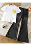Girls' Lemon Cello Front Back Printed White T-Shirt-Black Spanish Leggings Suit - 2
