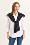 Basic Shirt with Cardigan Look on the Back White - 3