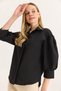 Balloon Sleeve Loose Tight Women's Shirt Black - 2