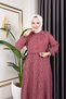 Women's Burgundy Hijab Clothing Shirt Detailed Striped Viscose Kıraş Dress Double Set - 8