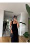 Black Neck Strap Midi Dress with Slit Detail – Fit Mold, Tok Double Fabric 146 - 4