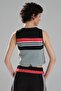 Women's Stripe Detailed and Denim Garnished Design Slim Fit Vest - 3
