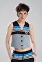Women's Stripe Detailed and Denim Garnished Design Slim Fit Vest - 2