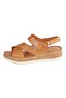 D25Ys-02400 Tan Skin Leather Women's Comfort Sandals - 2