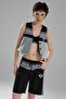 Women's Stripe Detailed and Denim Garnished Design Slim Fit Vest - 5