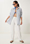 Striped Oversize Muslin Shirt Lsa0012 Cream Blue - 3